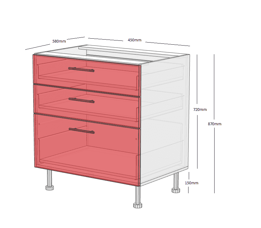 Drawer Cabinets - 3 Drawers - 450mm