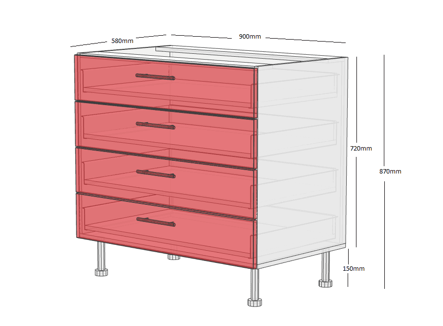 Drawer Cabinets - 4 Drawers - 900mm